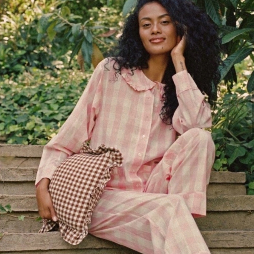 Doen Pink Checkered Pajama Pants
